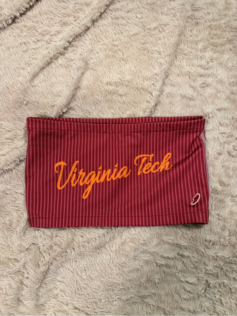 Virginia Tech Hokies League Striped Tube Top S/M Maroon Orange Strapless